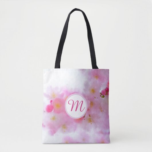 Waterverf Cherry Blossom Monogram Bag Tote Bag (Voorkant)