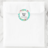Waterverf Cherry Blossom Monogram Ronde Sticker (Tas)
