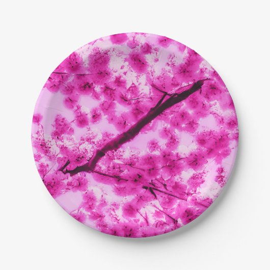 Waterverf Cherry Blossom Pattern Papieren Bordje (Voorkant)