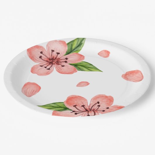 Waterverf Cherry Blossom Pattern Papieren Bordje (Gekanteld)