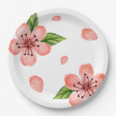Waterverf Cherry Blossom Pattern Papieren Bordje (Voorkant)