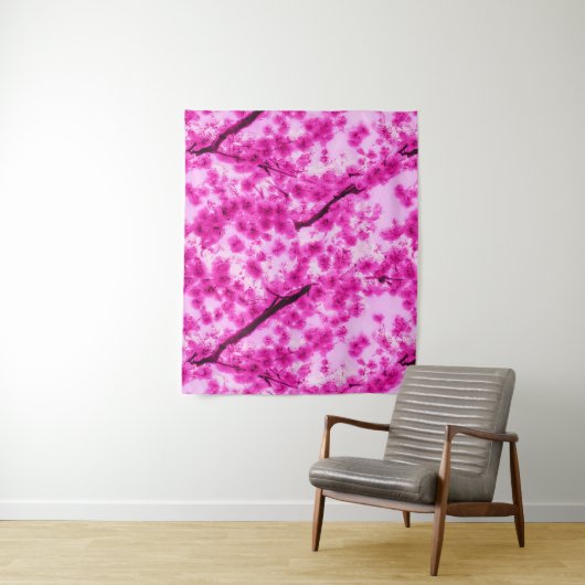 Waterverf Cherry Blossom Pattern Wandkleed (In situ)