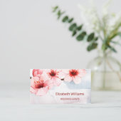 Waterverf Cherry Blossom Pink Blush | Qr-code Visitekaartje (Staand voorkant)