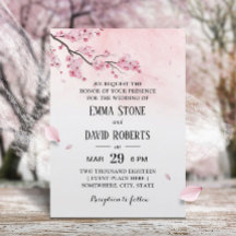 Waterverf Cherry Blossom Pink Floral Wedding