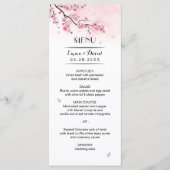 Waterverf Cherry Blossom Pink Floral Wedding Menu (Voorkant)