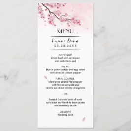 Waterverf Cherry Blossom Pink Floral Wedding Menu