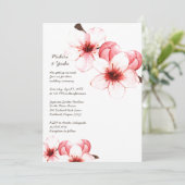 Waterverf Cherry Blossom Pink White Wedding Invi Kaart (Staand voorkant)