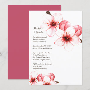 Waterverf Cherry Blossom Pink White Wedding Invi Kaart