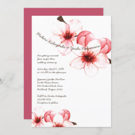 Waterverf Cherry Blossom Pink White Wedding Kaart