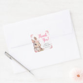 Waterverf Cherry Blossom Rabbit Birthday Vierkante Sticker (Envelop)