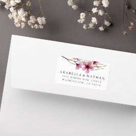Waterverf Cherry Blossom Return Address Etiket