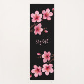 Waterverf Cherry Blossom Roze Zwart Monogram Yogamat (Voorkant)