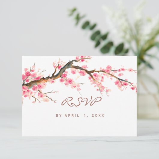 Waterverf cherry blossom rsvp (Staand voorkant)