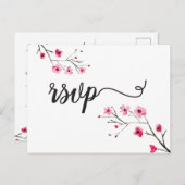 Waterverf Cherry Blossom RSVP bruiloft Uitnodiging Briefkaart (Voorkant / Achterkant)