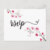 Waterverf Cherry Blossom RSVP bruiloft Uitnodiging Briefkaart (Voorkant)