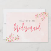 Waterverf Cherry Blossom Spring Bridesmaid Kaart (Voorkant)