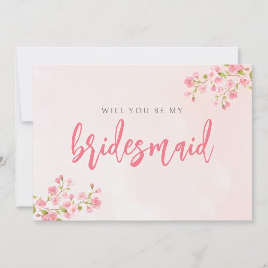 Waterverf Cherry Blossom Spring Bridesmaid Kaart (Voorkant)