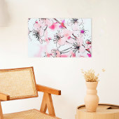 Waterverf Cherry Blossom Spring Illustration Canvas Afdruk