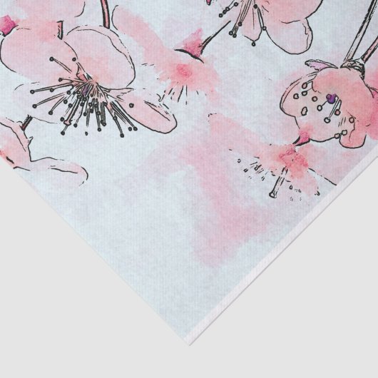Waterverf Cherry Blossom Spring Illustration Tissuepapier (Detail)
