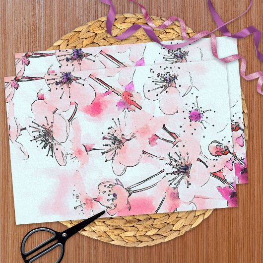 Waterverf Cherry Blossom Spring Illustration Tissuepapier