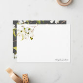Waterverf Cherry Blossom Stationery Flat Card Notitiekaartje (Voorkant / Achterkant in situ)