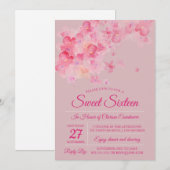Waterverf Cherry Blossom Sweet Sixteen Uitnodiging (Voorkant / Achterkant)