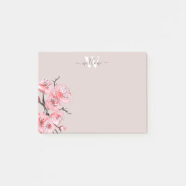 Waterverf Cherry Blossom Tan Monogram Post-it® Notes