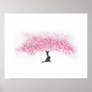Waterverf Cherry Blossom Tree Poster