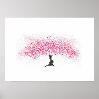 Waterverf Cherry Blossom Tree Poster