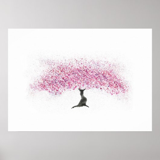 Waterverf Cherry Blossom Tree Poster (Voorkant)