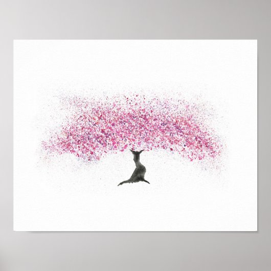 Waterverf Cherry Blossom Tree Poster (Voorkant)