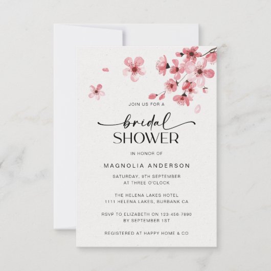 Waterverf Cherry Blossom Vrijgezellenfeest Kaart (Voorkant)