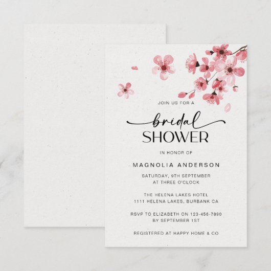 Waterverf Cherry Blossom Vrijgezellenfeest Kaart (Voorkant / Achterkant)