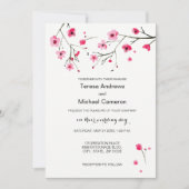 Waterverf Cherry Blossom Wedding Invitations Kaart (Voorkant)