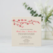 Waterverf Cherry Blossom Wedding Invite Kaart (Staand voorkant)