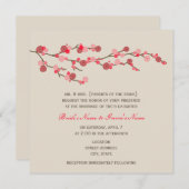Waterverf Cherry Blossom Wedding Invite Kaart (Voorkant / Achterkant)
