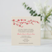 Waterverf Cherry Blossom Wedding Invite Kaart (Staand voorkant)