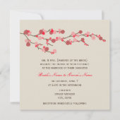 Waterverf Cherry Blossom Wedding Invite Kaart (Voorkant)
