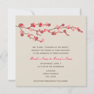 Waterverf Cherry Blossom Wedding Invite Kaart