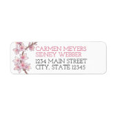Waterverf Cherry Blossom Wedding Retouradres Etiket (Voorkant)