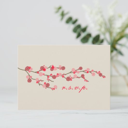 Waterverf Cherry Blossom Wedding RSVP (Staand voorkant)