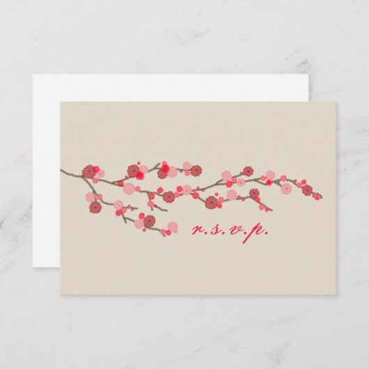 Waterverf Cherry Blossom Wedding RSVP (Voorkant / Achterkant)
