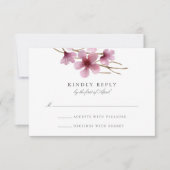 Waterverf Cherry Blossom Wedding RSVP Kaartje (Voorkant)
