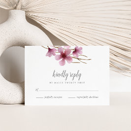 Waterverf Cherry Blossom Wedding RSVP Kaartje