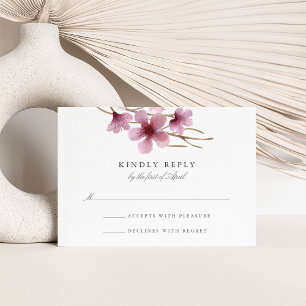 Waterverf Cherry Blossom Wedding RSVP Kaartje