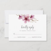 Waterverf Cherry Blossom Wedding RSVP Kaartje (Voorkant)