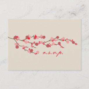 Waterverf Cherry Blossom Wedding RSVP Kaartje