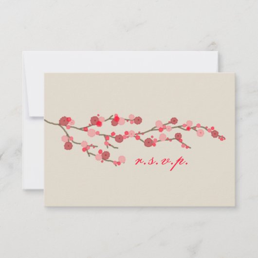 Waterverf Cherry Blossom Wedding RSVP Kaartje (Voorkant)