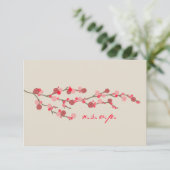 Waterverf Cherry Blossom Wedding RSVP Kaartje (Staand voorkant)