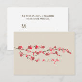 Waterverf Cherry Blossom Wedding RSVP Kaartje (Voorkant / Achterkant)